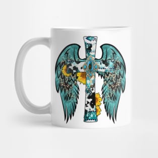 Cross With Turquoise Jewel And With Blue Wings Mug